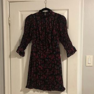 Elegant Black and Red Floral Dress